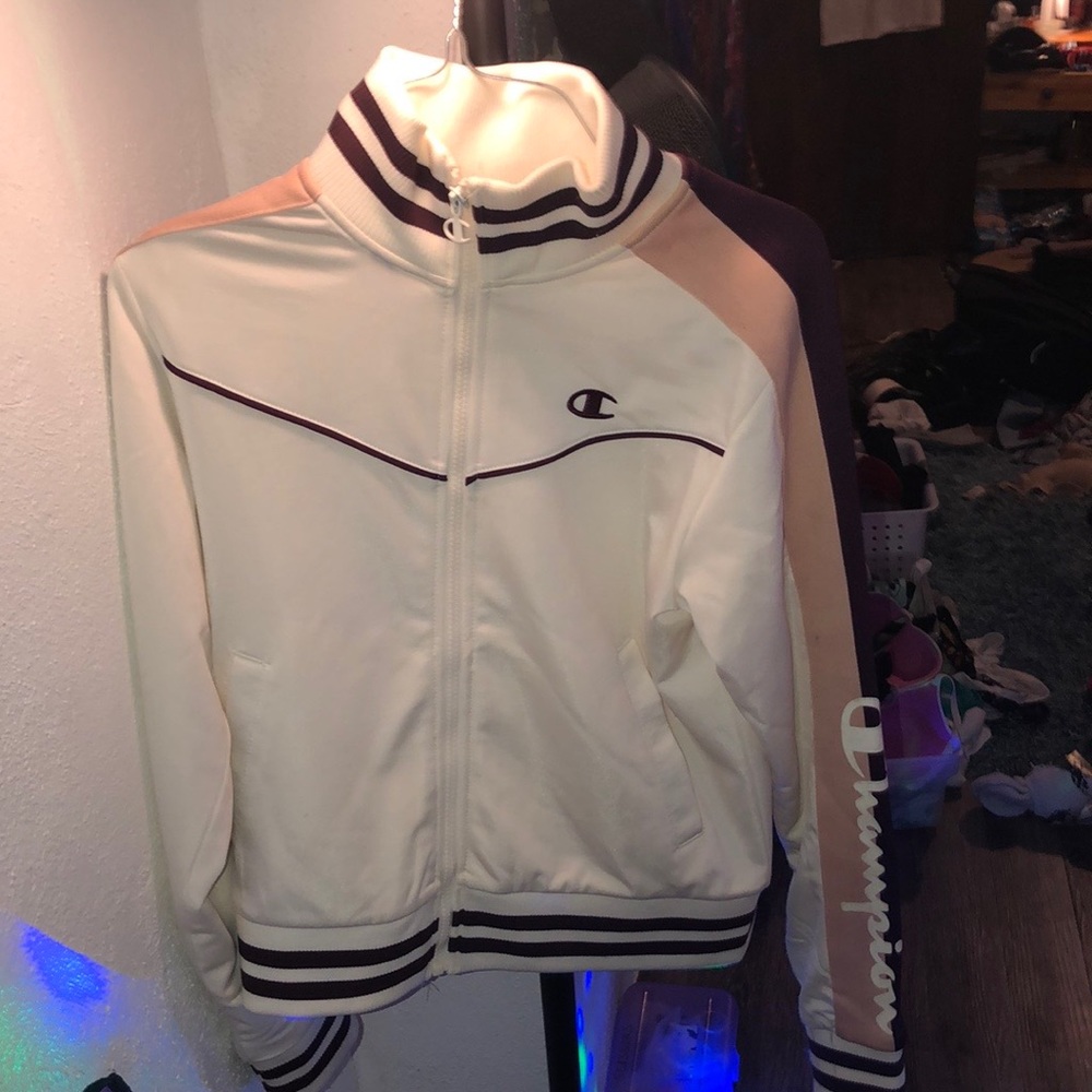 White and Pink Champion Jacket NWOT